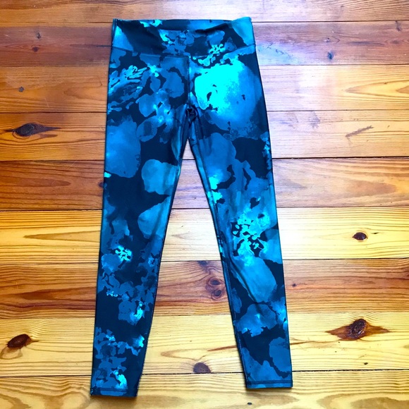 Fabletics Pants - Fabletics Teal Floral Leggings, EUC, M